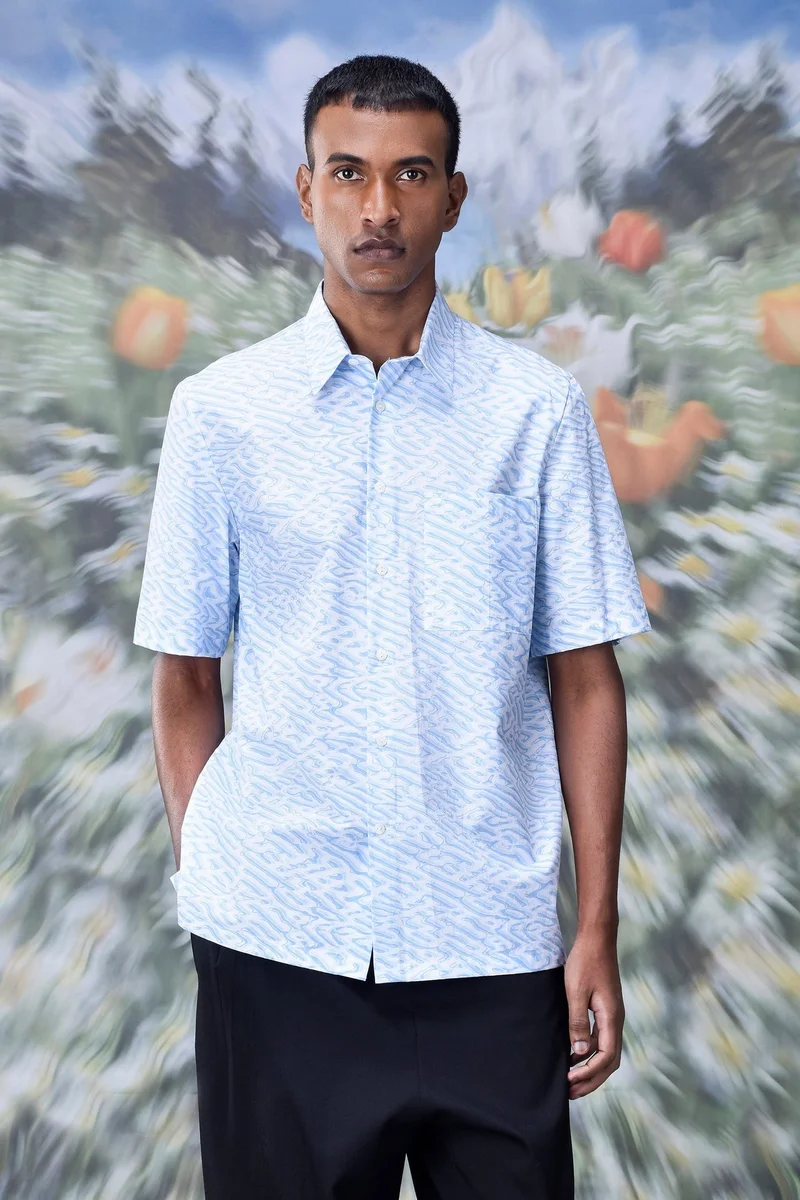 جينات ليكوانت هيمانت قميص قطني بقصة عادية - أزرق فاتح